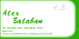 alex balaban business card